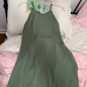 green spaghetti strap dress
